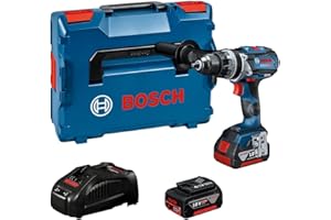 Bosch Professional 18V System perceuse-visseuse à percussion sans-fil GSB 18V-110 C (couple max. : 110 Nm, avec module connectivité, batterie 5,0 Ah et 3,0 Ah, L-BOXX) - Set Amazon Exclusive