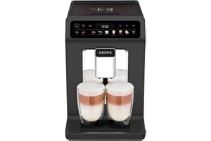 Krups EA895N10 Cafetera automática Evidence One, One Touch Cappuccino, Función de doble taza, 12 especialidades de bebidas, Pantalla a color, Depósito de agua de 2,3 litros, 1450 W