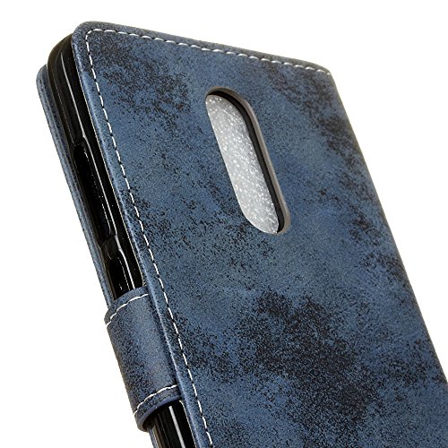Funda Para Alcatel A7  Sunrive Funda Protecci  n Carcasa Cuero Resistente Cierre Magn  tico carcasa en folio  soporte plegable ranuras para tarjetas  retro azul    1 x L  piz   ptico