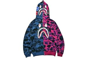 MINIDORA Niño Sudadera con Capucha Hoodei Unisex Estampado de Tiburón de Camuflaje Manga Larga Trendy Pullover Sweatshirt Casual