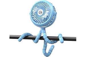 Winique Kinderwagen Ventilator Leise Handventilator mit 3 Geschwindigkeiten / 360° drehbar/LED-Lichts, persönlicher USB Tischventilator für Auto Kinderwagen Fahrrad Camping BBQ Fitnessstudio