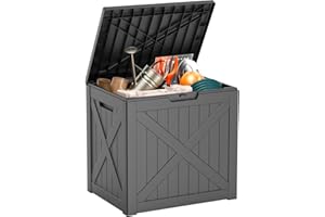 DRATO 32 Gallon Deck Box, Waterproof Resin Large Outdoor Storgae Box for Patio Furniture, Patio Cushions, Gardening Tools, Pool and Sports Supplies, Lockable