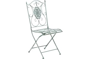 ‎CLP CLP Gartenstuhl Sibell im Landhausstil, aus Metall mit klappbarem Design, ideal für Terrasse oder Balkon, in 6 Farben erhältlich, Farbe:antik-grün