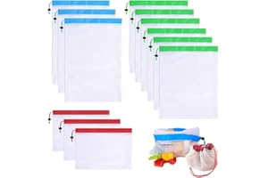 KRYMSON 12 sacchetti a rete diversi per giocattolo e bambini, con coulisse e peluche