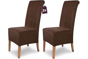‎SH SCHEFFLER-HOME LIVE HOMESTYLE SCHEFFLER-Home Stuhlhussen 2er Set Leon Braun/elastische Wildleder Hussen für Stühle/Robustes Freischwinger Hussen Set/Stuhlhussen Stretch & Lederoptik/Stuhl Hussen waschbar