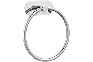 ‎MARKCCO Selbstklebender Handtuchring für Badezimmer, Wandmontage Bad & Küche Handtuchhalter mit Starkem Klebstoff, Ohne Bohren Edelstahl Rostfrei Handtuchhalter, Moderner Bad Organizer Chrom