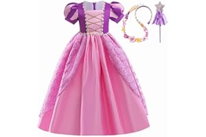 MISS & MR BM Rapunzel Dress Up for Girls Deluxe Princess Fancy Dress Costume & Accessories for Party Birthday and Halloween Dressing Up, Age 2-10 Years