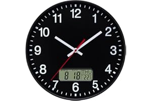 VIVILINEN Nowoczesny zegar ścienny z temperaturą i wilgotnością, cichy zegar ścienny bez tykania, zasilan z baterii do salonu, kuchni, sypialni, 30 cm