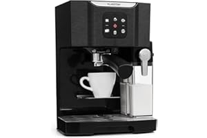 KLARSTEIN Macchinetta Espresso 1.4L, Macchina da Caffè a Cialde, Macinato e Cappuccino, Macchina Barista da 20 Bar, In Acciao Inox per Caffè Latte e Macchiato, 1450W con Montalatte