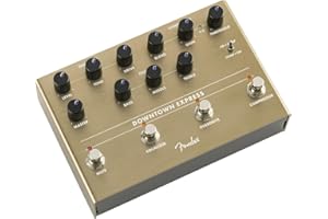 Fender Downtown Express Pedal Multiefectos para Bajo, Compresor, Overdrive, EQ de 3 Bandas, Salida Directa, Perillas Retroiluminadas LED, Interruptor de Orden de Efectos