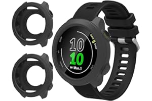 GIOPUEY Case Compatible with Garmin Forerunner 55, [2 PACK] Soft TPU Silicone Protective Case Cover, Shock Resistant - Dark Grey