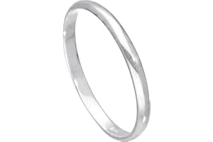 JEWELLERYBOX Sterling Silver 2mm D Shaped Wedding Band Ring Size E - W