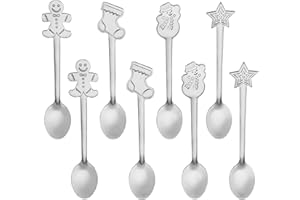 Frgasgds 8 Stück Kaffee Löffel, Weihnachten Löffel Set Dessertlöffel aus Edelstahl Weihnachten Style Löffel Teelöffel Zucker Eislöffel Mischlöffel Trinken für Küchengeschirr