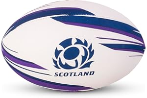 Scotland Rugby Officially Licensed Ball - Durable Synthetic Rubber, Blue, Purple & White Rugby Ball - Licensed Size 5 Rugby Ball with Pebbled Surface, Latex Bladder