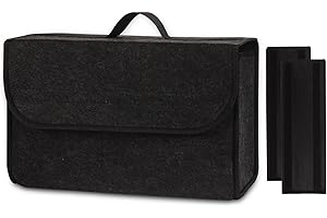 Einesin Upgrade Car Boot Bag Organiser with Reinforced Side Panels for Tools Breakdown Emergency Travel Tidy Van Caravan | Felt Bag in Black | Car Accessories Interior
