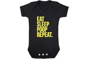 ART HUSTLE Funny Baby Grow Clothes - Eat Sleep Poop Repeat Baby Boy Girl Unisex Short Sleeve Bodysuit