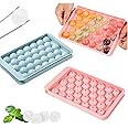 mciskin Mini Ice Cube Tray Balls,Round Ice Ball Maker Mould for Freezer,Cube Trays for Freezer,Ice Ball Maker Mold Mini Circle Round Ice Cube Mold with Lid for Cocktail Whiskey Tea Coffee(2 Pack)