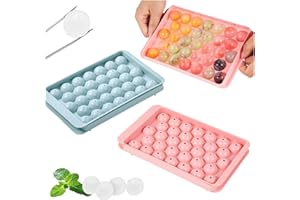 mciskin Foremka do mini kostek lodu, okrągła, do robienia kulek, do zamrażarki, tacka z pokrywką, do koktajlu, whisky, herbaty, kawy, 2 szt.