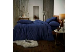 LIZZIE JACOBS New Teddy Sherpa Fleece Luxurious Super Soft Warm Cosy Matching Fitted Bed Sheets (Pillowcase Pair, Navy)