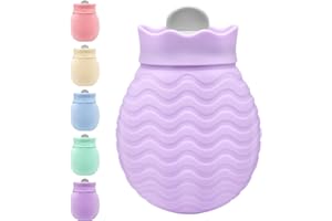 GCCL Hot Water Bottle with Cover, 320ml Mini Hot Water Bag for Back, Neck and Shoulders Pain Relief with Soft Cover Removable and Washable, Best Birthday, Christmas Gifts for Girls Women Kids Adults Purple