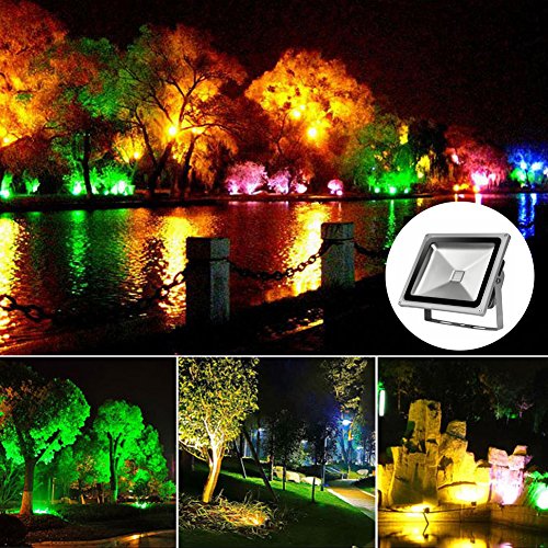 10W 20W 30W 50W LED RGB Strahler Fluter Licht Flutlicht IP65/CE Spot Scheinwerfer mit Fernbedienung Farbwechsel Wandstrahler Außenstrahler (30 Watt) - 6