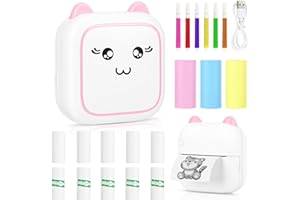 Comius Sharp Mini Stampante Termica, Stampante Fotografica Wireless Bluetooth, Stampante Portatile Tascabile Senza Inchiostro con carta termica, Stampante in bianco e nero di piccole (C)