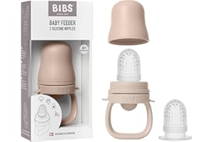 BIBS Fruchtsauger Baby ab 4 und 6 Monate - Ideal für Beikost wie Obst, Püree, Baby Brei, Gemüse - Inklusive 2 Sauger - Kompatibel mit BIBS Gefrierbehälter - BPA-Frei – Hilfe beim Zahnen - Blush