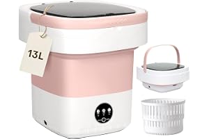 Portable Washing Machine, 13L Large Capacity Mini Washer with Spin Dryer, 3 Modes Deep Cleaning for Baby Clothes Socks, Underwear or Small Items, small Machine suitable Apartment,For Travel (Pink)