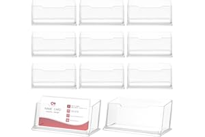 DAJMAIEZ 11 Pcs Acrylic Business Card Holders, Clear Desktop Business Card Stands, Single Pocket Name Cards Display Stand for Office Home Exhibition Cards Organizer(10.6 x 4.6 x 4.2 cm)