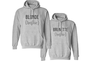 SEVPUIKL Best Friends Pull pour Fille Blonde Brunette BFF Sweat à Capuche Best Friends Forever BFF Cadeau Sister Sweatshirt à Capuche BFF Pullover Hoodie Noir Blanc Gris 1 Pièce
