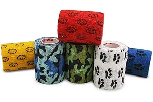 GSPCARE Tierverband Selbstklebend 5 cm x 4,5 m, 6 Rollen Selbsthaftende Bandage Elastisch Kohäsiver Verband, Haftbandage für Schwellungen der Knöchelverstauchungen am Handgelenk