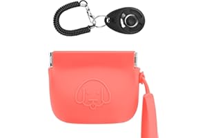 FIDWALL - Bolsa de silicona para golosinas para perros, cierre automático, con clickers de entrenamiento para perros, caminata para perros y gatos, formato de bolsillo (burdeos)