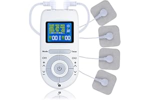 LVOZIZE Tens Machine for Pain Relief, Dual Channel TENS Machine for Pain Relief with 12 Modes, 40 Intensities, 4 Tens Machine Pads, Back Pain Relief, Tens Machines