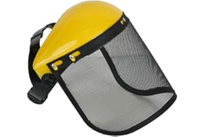 BUNRUN Casque de sécurité avec visière intégrale en maille pour débroussaillage et abattage - Protection forestière et agricole