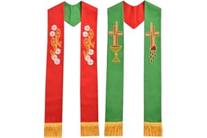 BLESSUME Eglise Réversible Étole avec Agneau de Dieu Broderie