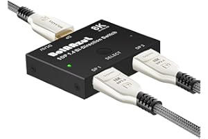 DisplayPort Splitter 8K DisplayPort Switch, BolAAzuL Bi-Directional Display Port Switcher Box 2 in 1 Out/DP 1.4 Splitter 1 in 2 Out for Dual Monitors - 8K@60Hz 4K@120Hz 2K@144Hz - for PC Computer