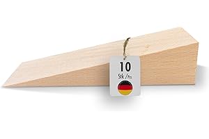 haggiy Hartholzkeil – Holzkeil Set – Unterlegkeile aus Buche Natur – Türstopper – Ideal für Möbel, Montage, DIY - (LxBxH) 125 x 45 x 30 mm (10 Stk.)