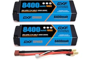 DXF 2 paczki 2S bateria Lipo 8400mAh 7.4V 100C złota z 5mm kulką do wtyczki T dla RC Evader BX samochód ciężarowy Truggy RC Hobby (2 szt.)