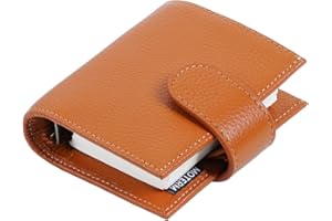 Moterm Terminarz z regularnymi pierścieniami A9 – organizer z prawdziwej skóry, portfel (wypalana pomarańcza, pierścień 19 mm)