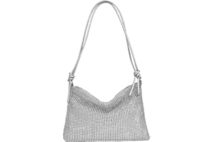 Amexo Damen Glitzer Tasche, Verstellbarer Schultergurt Elegante Tasche Abendtasche Hohe Kapazität mit Reißverschluss Clutch CrossBody Bag Umhängetasche für Prom Hochzeit Party Bankett