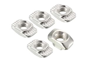 sourcing map Sliding T Slot Nuts, M4 Half Round Roll in T-Nut for 2020 Series Aluminum Extrusion Profile, Carbon Steel Nickel-Plated, Pack of 10