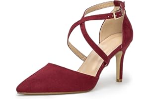 Hoefirm Womens Stiletto Pointed Toe Pumps Cross Strap Court Shoes High Heels Sexy Party Shoes