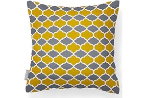 Izabela Peters Outdoor Cushions Waterproof, 43 cm, Filled Outdoor Cushion, Badi - Mustard & Grey, Garden Furniture Cushions, Outdoor Seat Cushions, Garden Chair Cushions