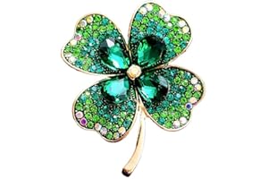 LEVVIYE St Patrick's Day Shining Rhinestone Shamrock 4 Leaf Clover Lapel Pin Badge Brooch Decorations Gifts Memorabilia