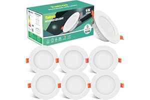 TAILCAS Spot Led Encastrable Extra Plat 4500k, 220V 600lm IP44 Led Spot Encastré Étanche Salle de Bain, 6W Blanc Neutre Plafonnier Encastrable Equivalent 60W Halogène, Pas Dimmable, Lot de 6