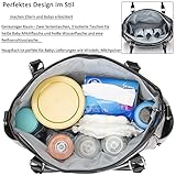 Baby Wickeltasche, BRINCH Multifunktion Baby Windel Umhängetasche tragbare Einkaufstasche mit Wickelunterlage, Isolierte Tasche, Kinderwagenbefestigungen - 2