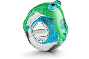 MATERIA BY MATTHIAS WAGNER MATERIA Frog Murano Glass Beads Turquoise Green Element 3D Murano Glass Bead 925 Silver Animal Series for Bead Bracelet #950