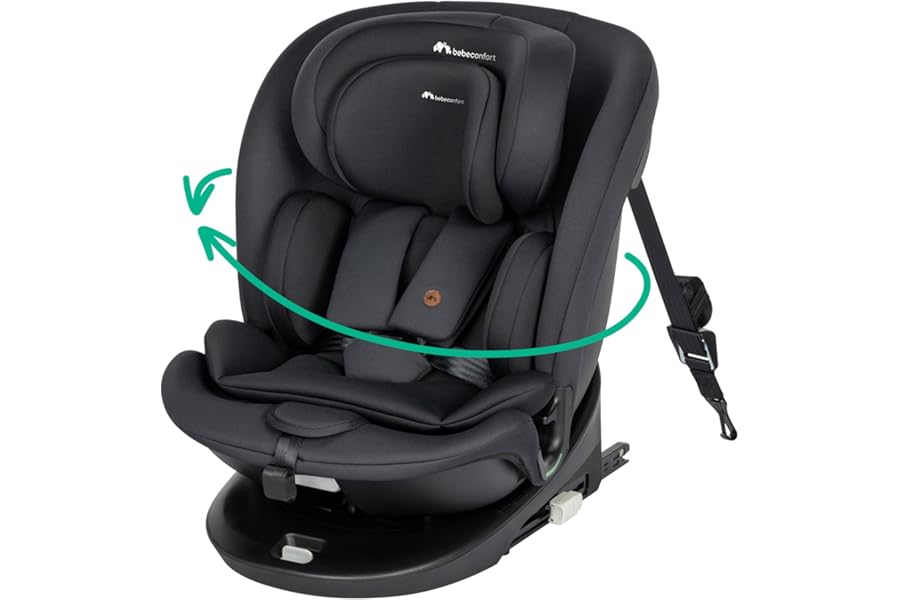 Bebeconfort RevolveFix 360 i-Size 360 Swivel Car Seat, 0-36 kg, 0-12 Years, ISOFIX with Top Tether, Reclining Seat 6 Positions, 12 Positions Headrest, Breathable Fabrics, Full Black