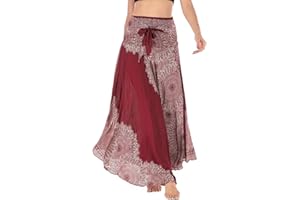 Adigaber Pieghettato Retro Maxi Gonna Lunga 2 in 1 Gonna Abito Bohemien Sciolto Gonna fluente Festa in Spiaggia Vestito Indossare Gonna Gonna Swing Grande Danza del Ventre Casual