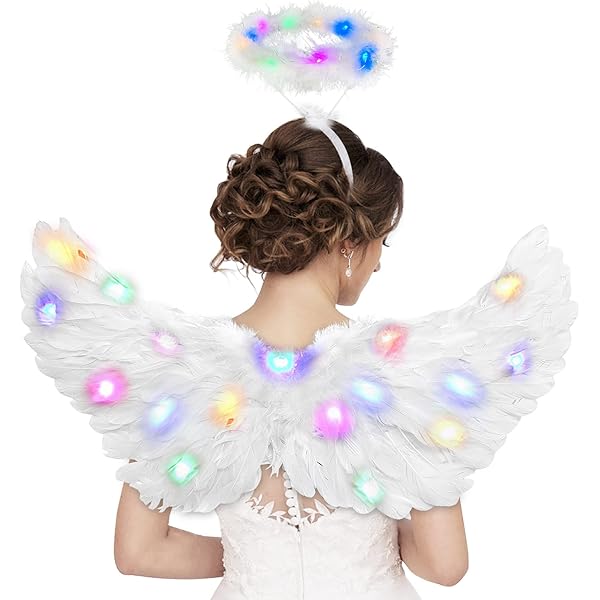 2 Cerchietti Con Aureola Angelica E Piume - Accessorio Per Costume Angelo Di Halloween, Natale E Carnevale | Unisex Per Adulti E Bambini - Foto 3